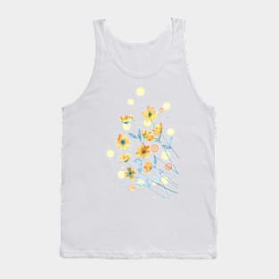 Yellow flowers with blue and orange details Tank Top